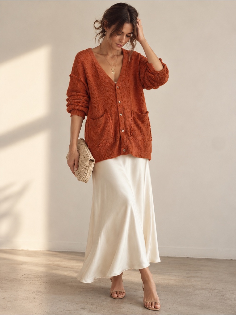Free People Day Dreaming 100% Cotton Oversized Cardigan Malibu Orange |